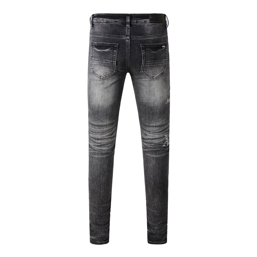 Amiri Angel Embroidered Skinny Jeans
