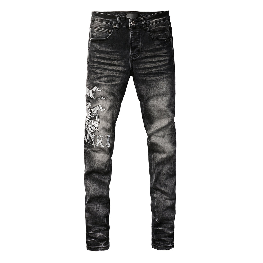 Amiri Angel Embroidered Skinny Jeans