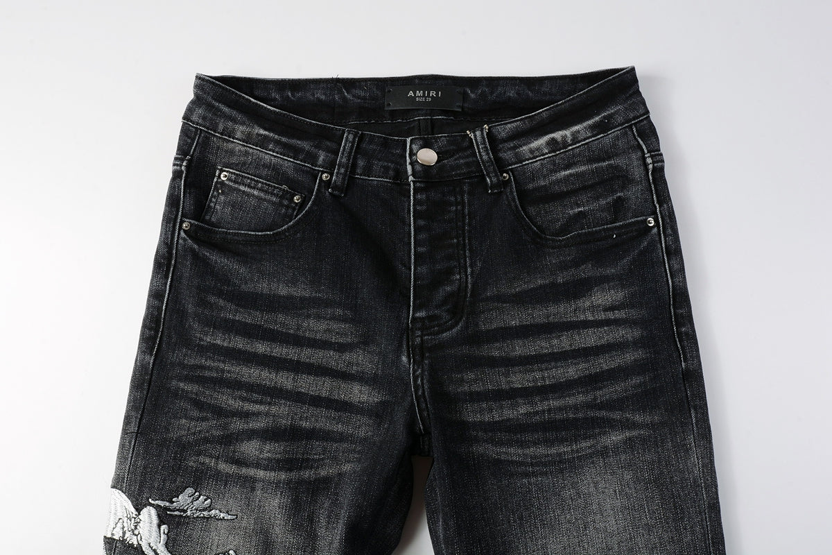Amiri Angel Embroidered Skinny Jeans
