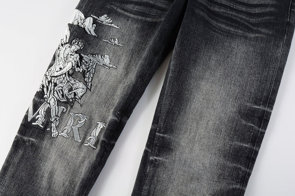 Amiri Angel Embroidered Skinny Jeans