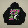 Drankenstein Cough Syrup Hoodie - back text print close-up