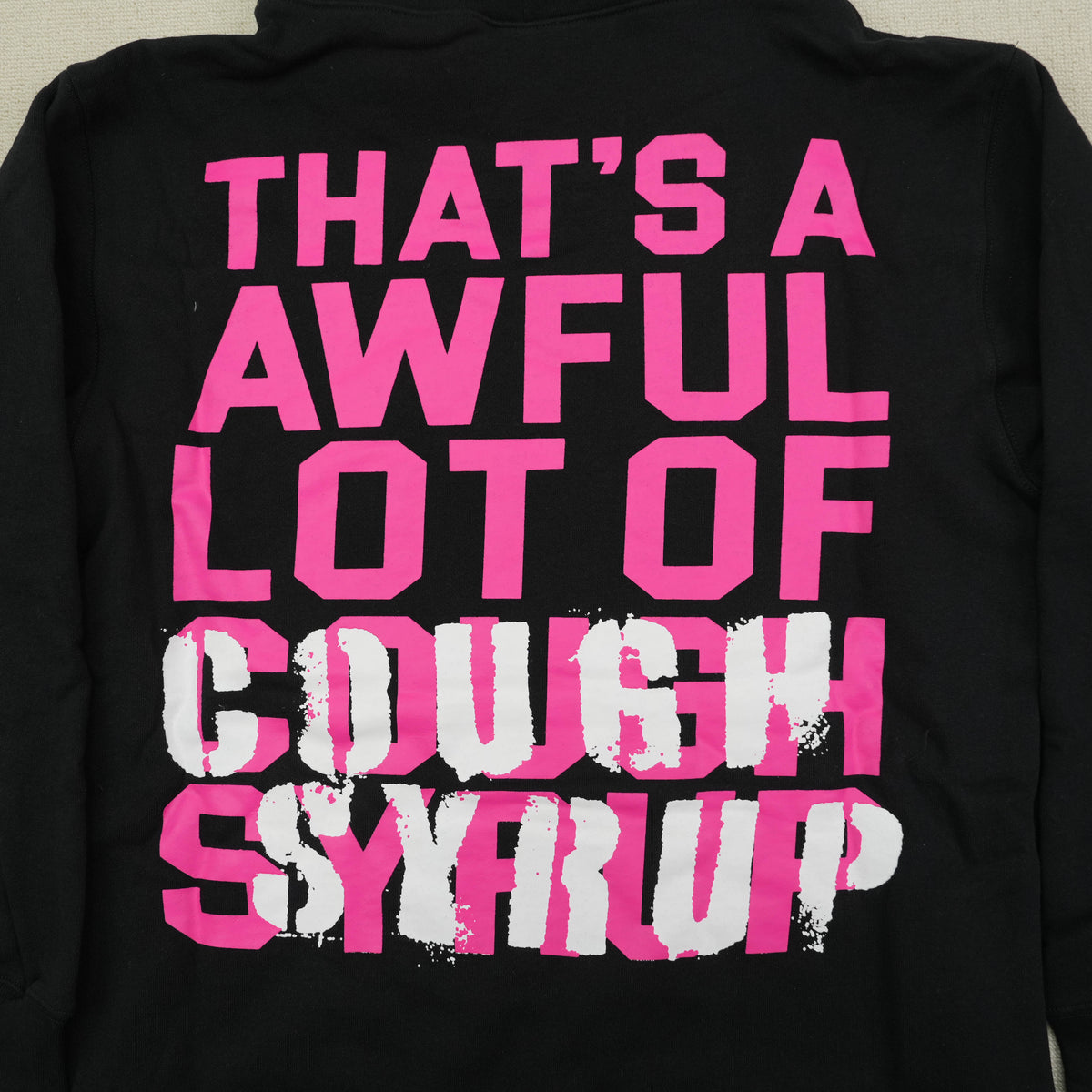 Drankenstein Cough Syrup Hoodie - back text print full view