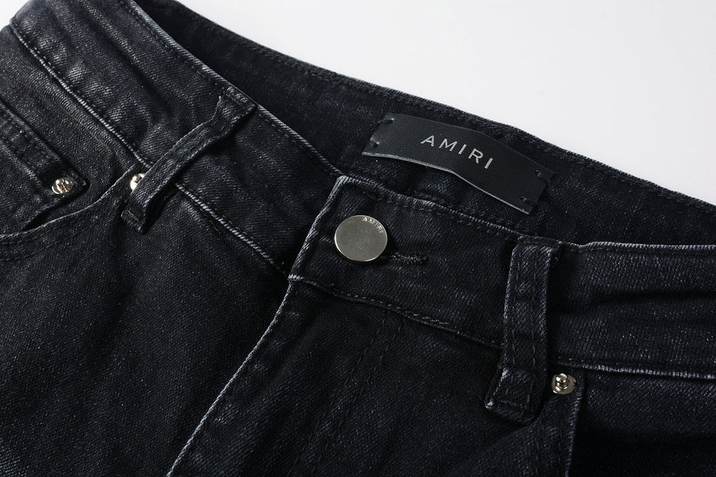 AMIRI black distressed jeans back view