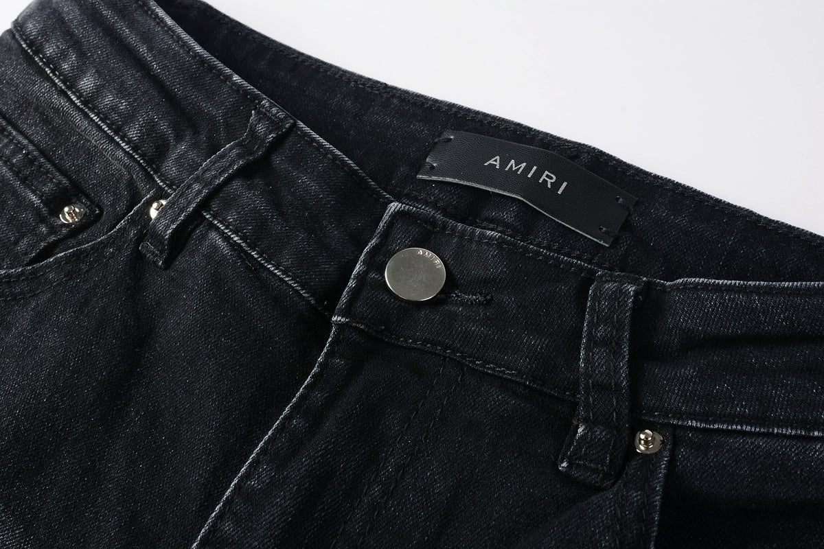 AMIRI black distressed jeans back view