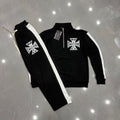 Mixed Emotion black sweatpants back view with white side stripe