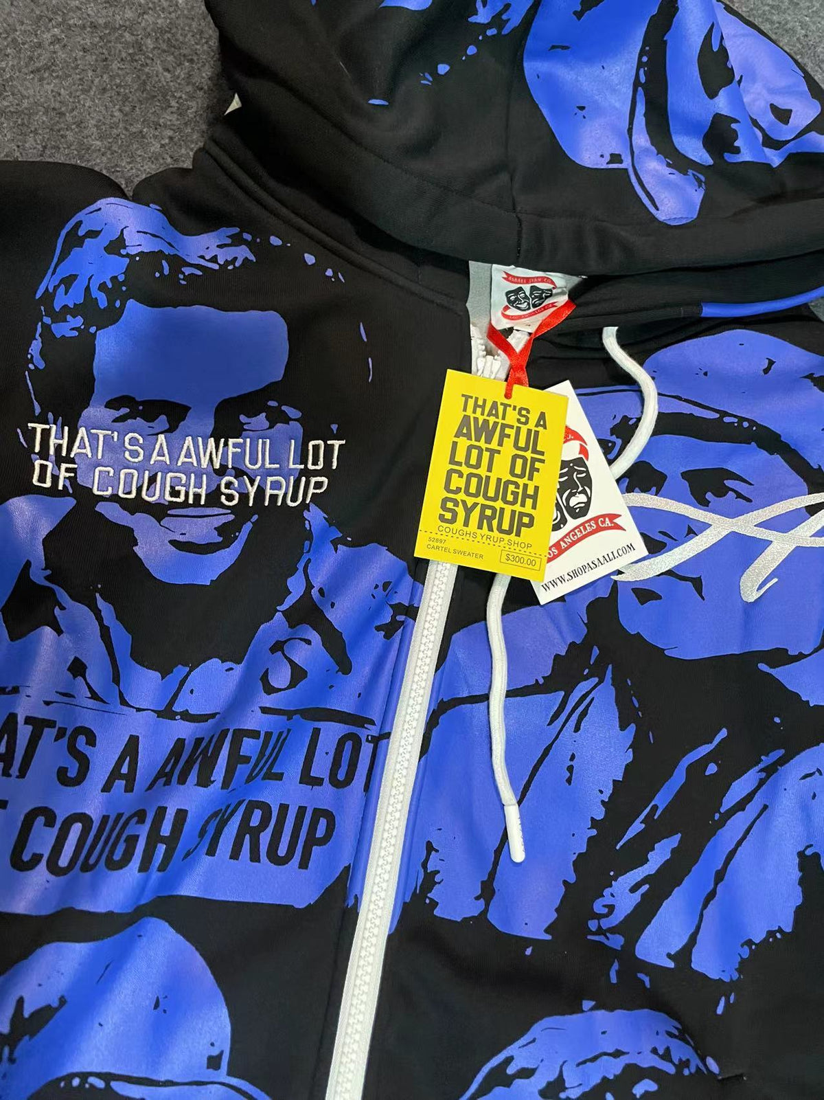 Cartel Zip Hoodie - Blue/Black sleeve detail