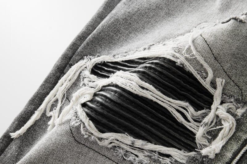 AMIRI MX1 Grey Jeans – Knee rip close-up