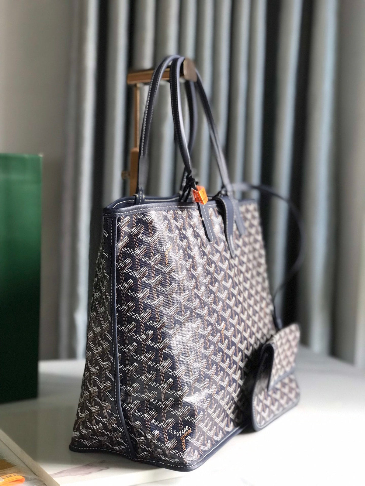 Goyard Saint Louis Tote Black - front view with pouch