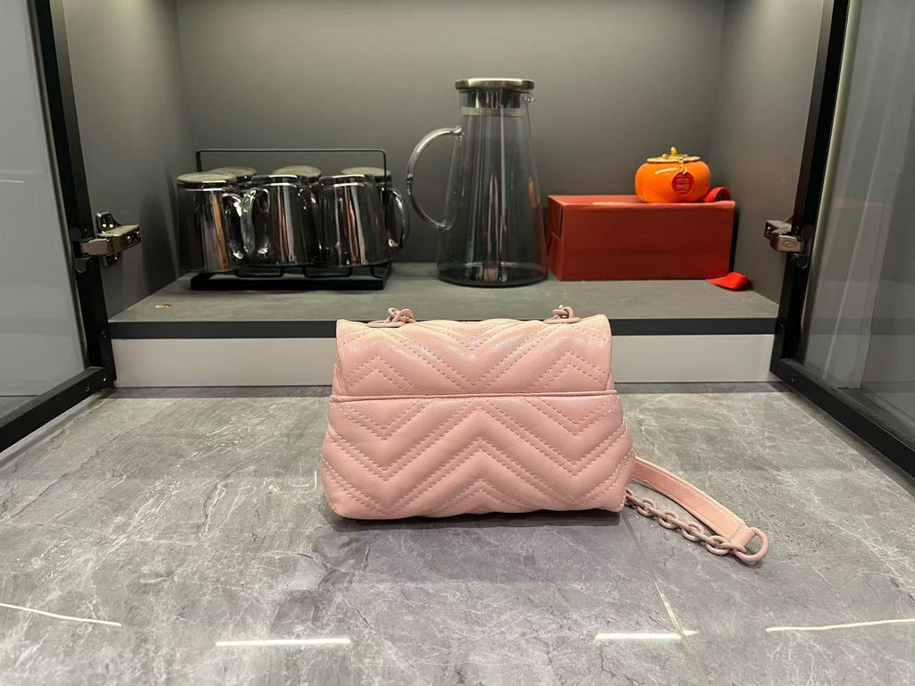 Gucci GG Marmont Mini Flap Bag Blush Pink – top angle