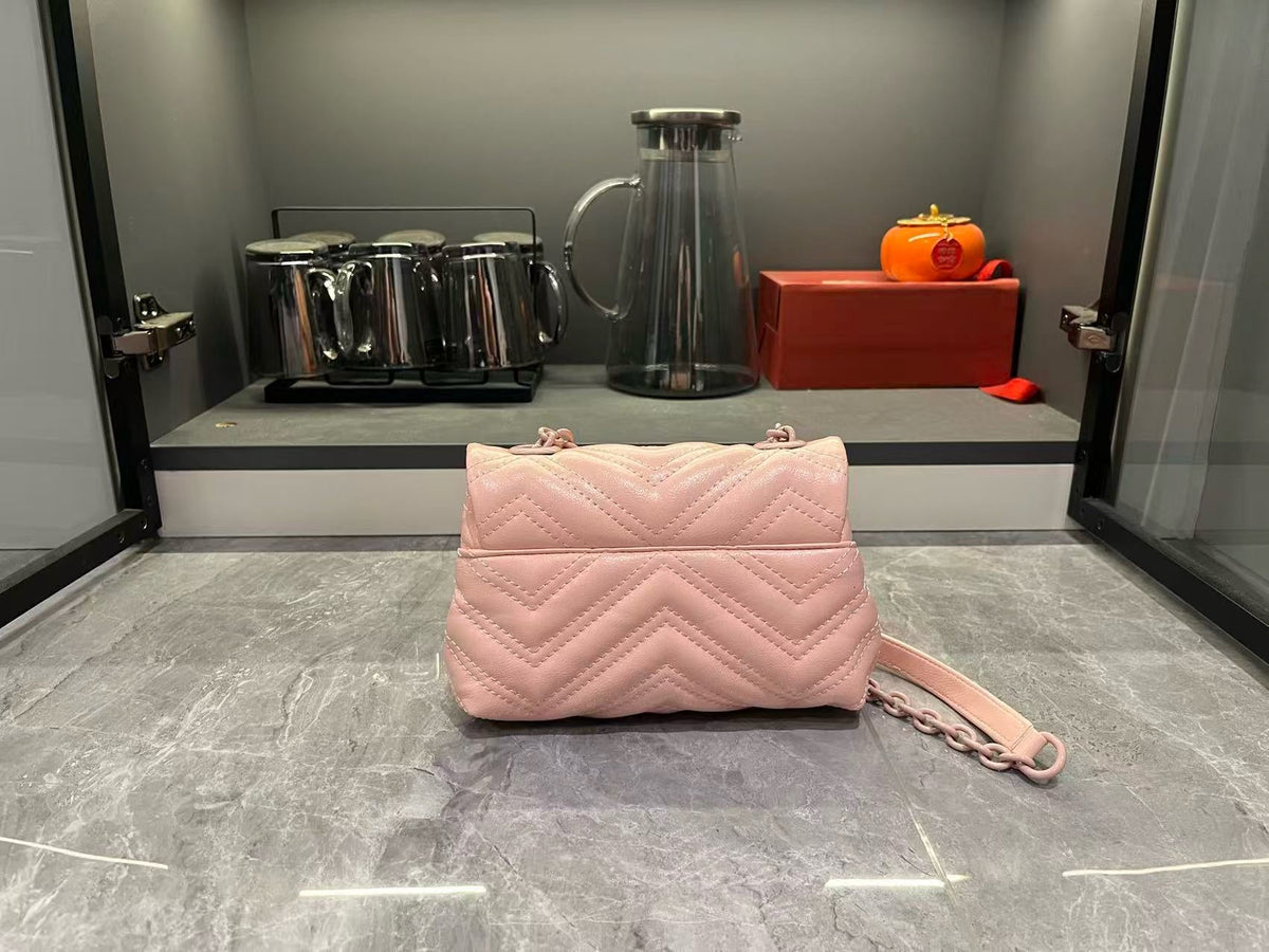 Gucci GG Marmont Mini Flap Bag Blush Pink – top angle