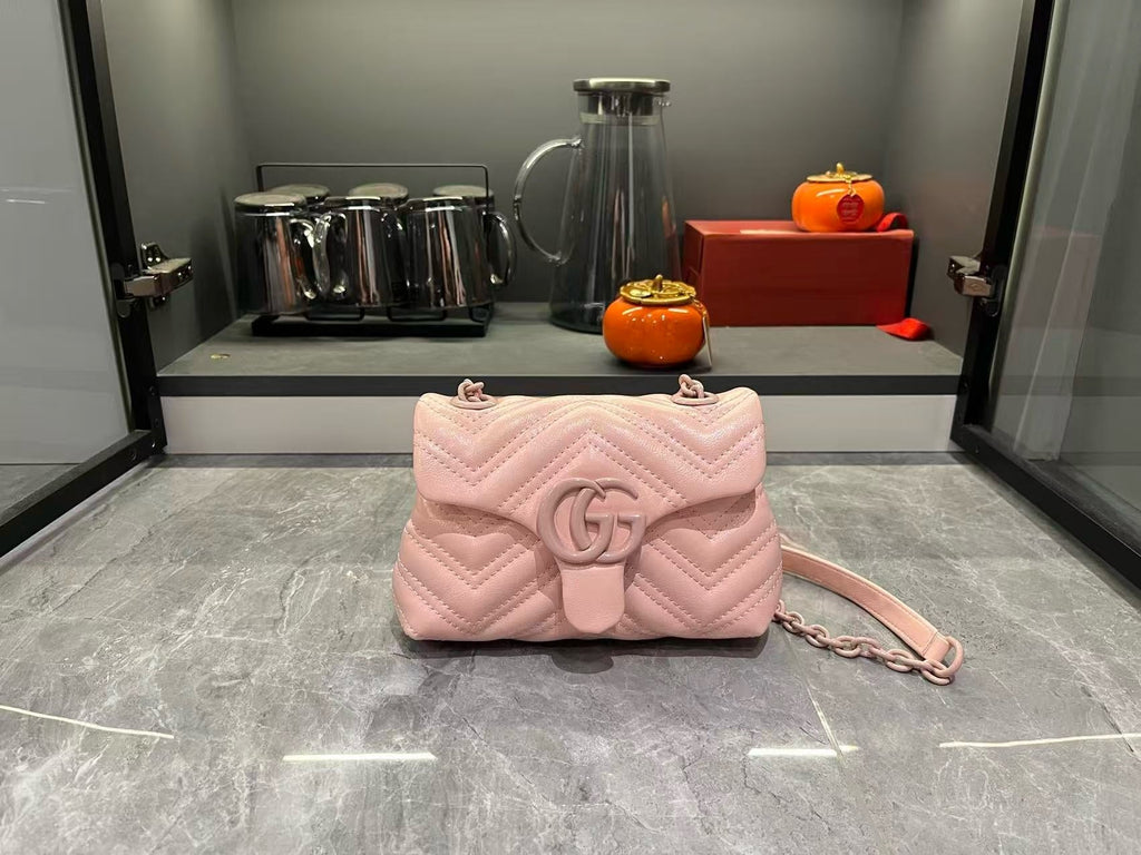 Gucci GG Marmont Mini Flap Bag Blush Pink – back view