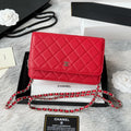 Chanel Classic Wallet on Chain (WOC) – Red Caviar Leather, Silver Hardware