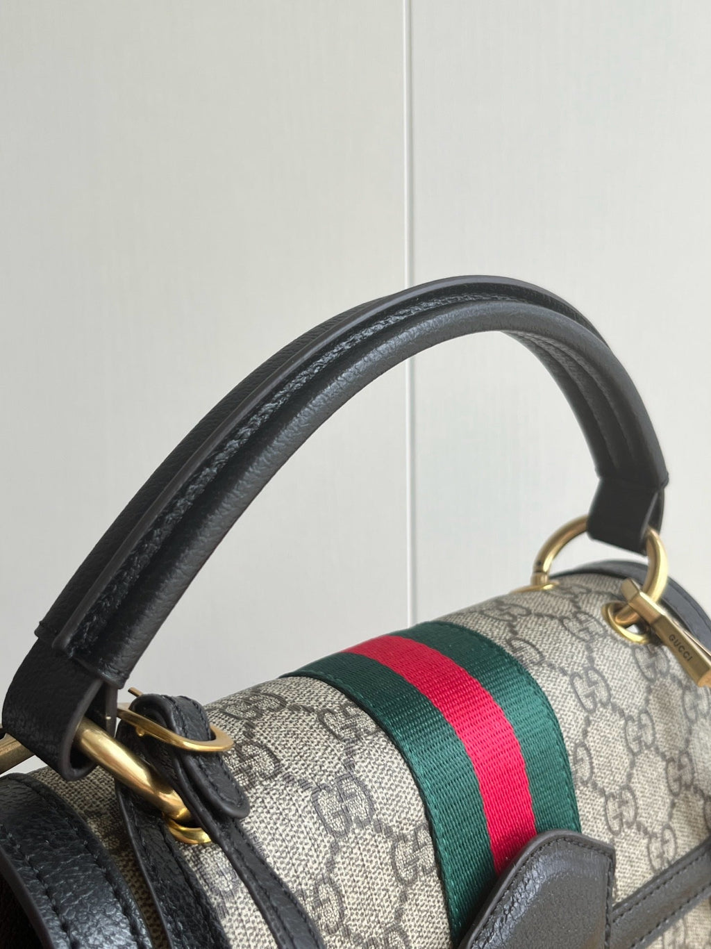 Gucci Queen Margaret bag back view with Web stripe and shoulder strap