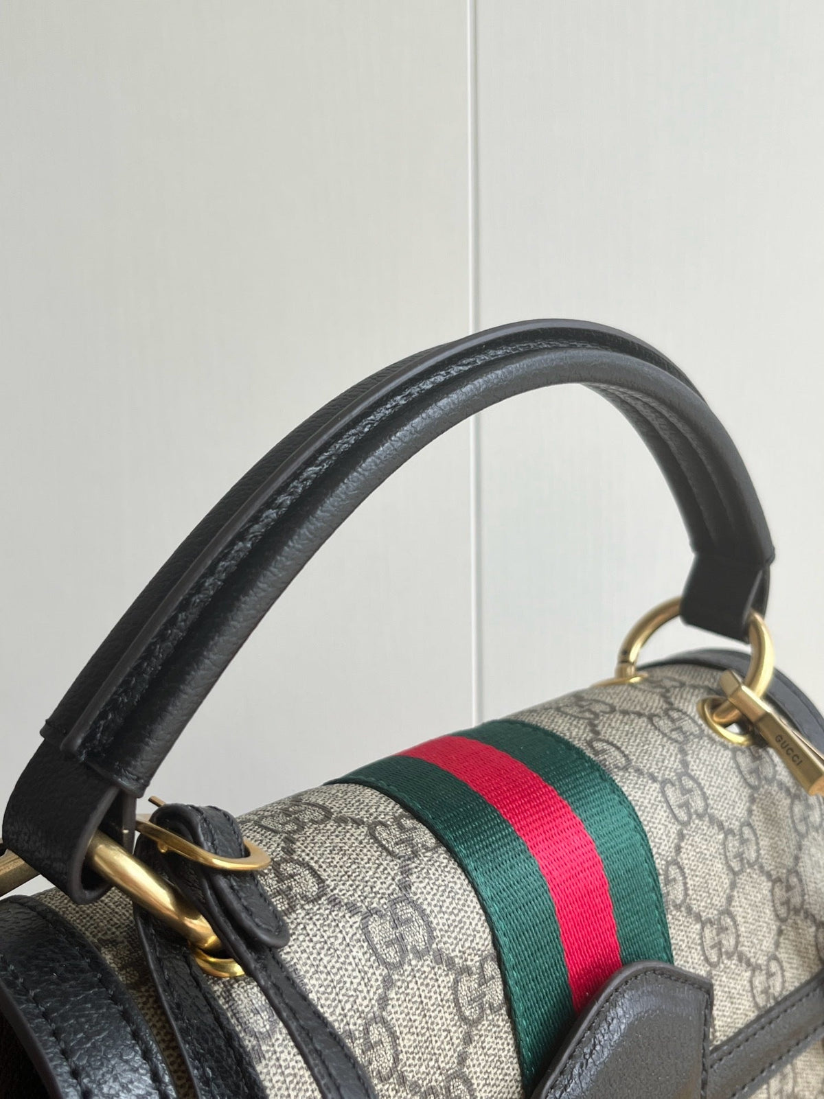 Gucci Queen Margaret bag back view with Web stripe and shoulder strap