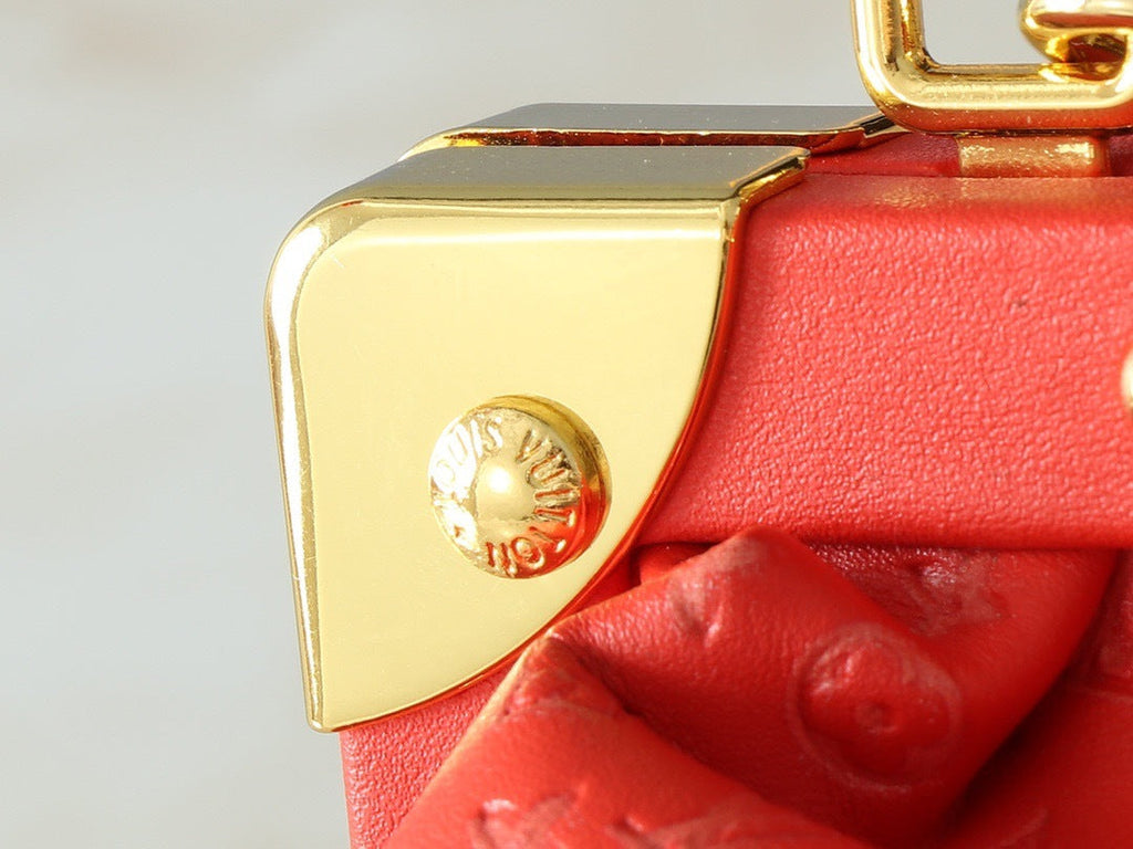Louis Vuitton red monogram clutch – side profile