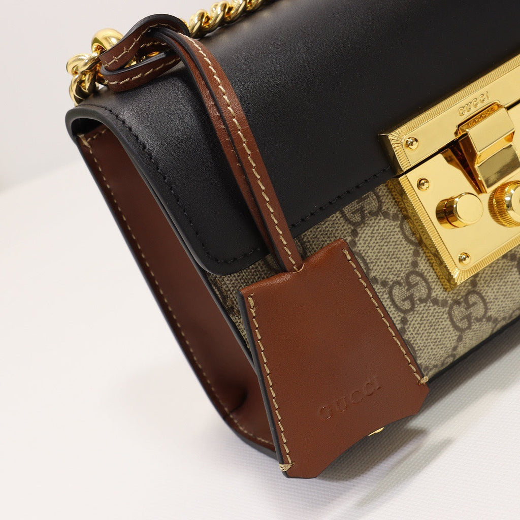 Gucci Padlock Small Shoulder Bag - top view with chain