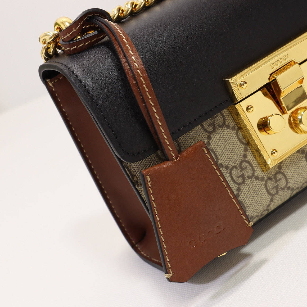 Gucci Padlock Small Shoulder Bag - top view with chain