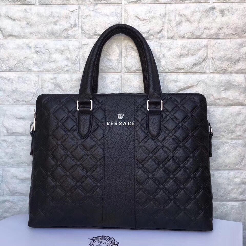 Versace Quilted Leather Briefcase - Back View