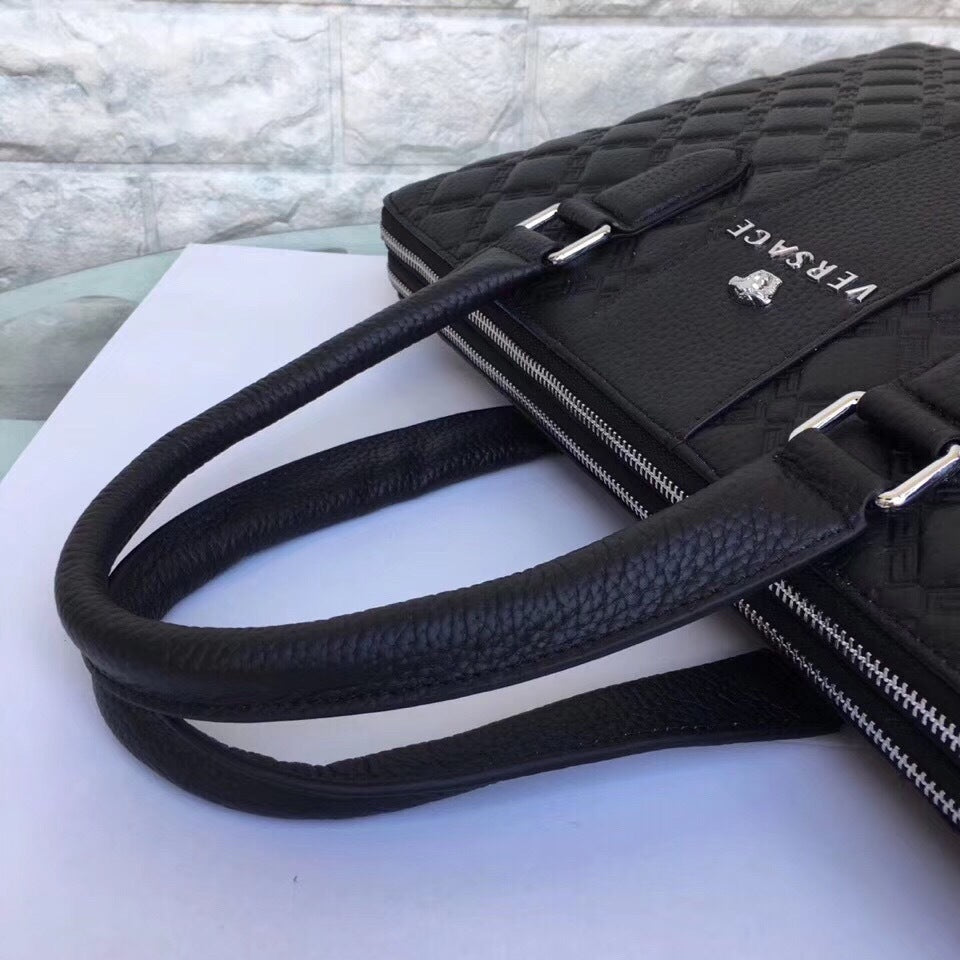 Versace Quilted Leather Briefcase - Handle Detail