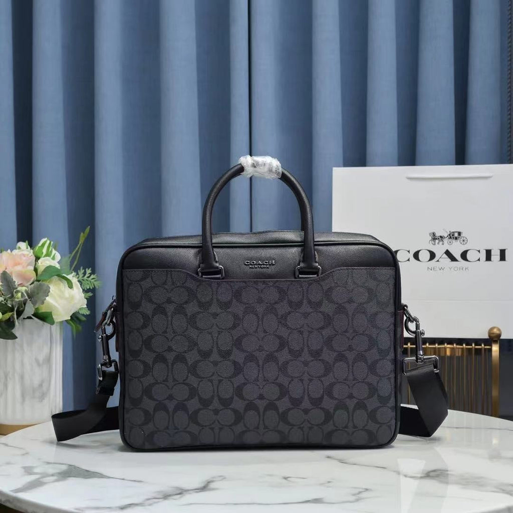 Coach Signature Canvas Briefcase - Back View