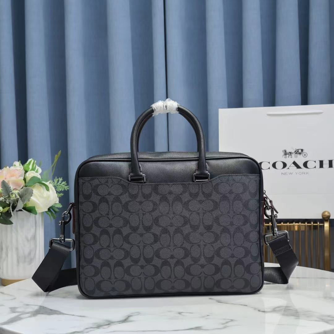 Coach Signature Canvas Briefcase - Front Angle View