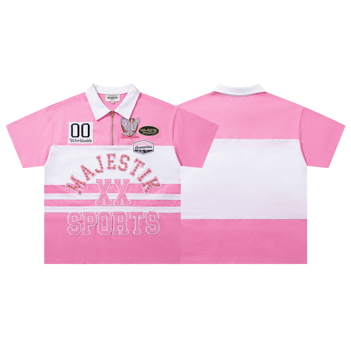 MAJESTIK - COLLARD ZIP UP T-SHIRT