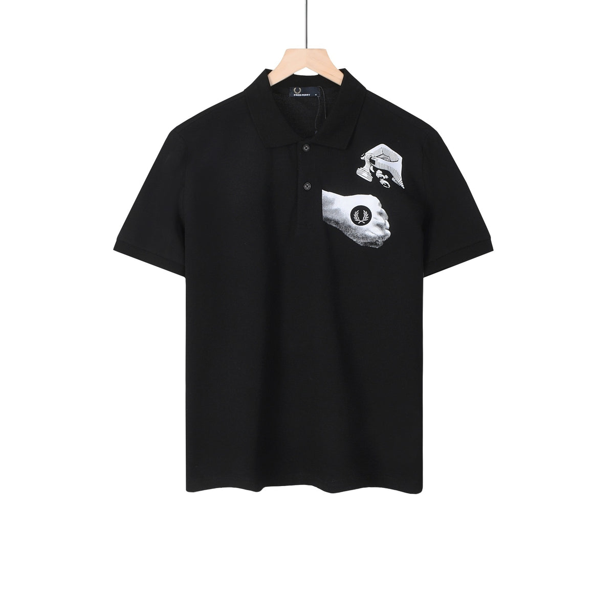 BLACK GRAPHIC POLO T-SHIRT