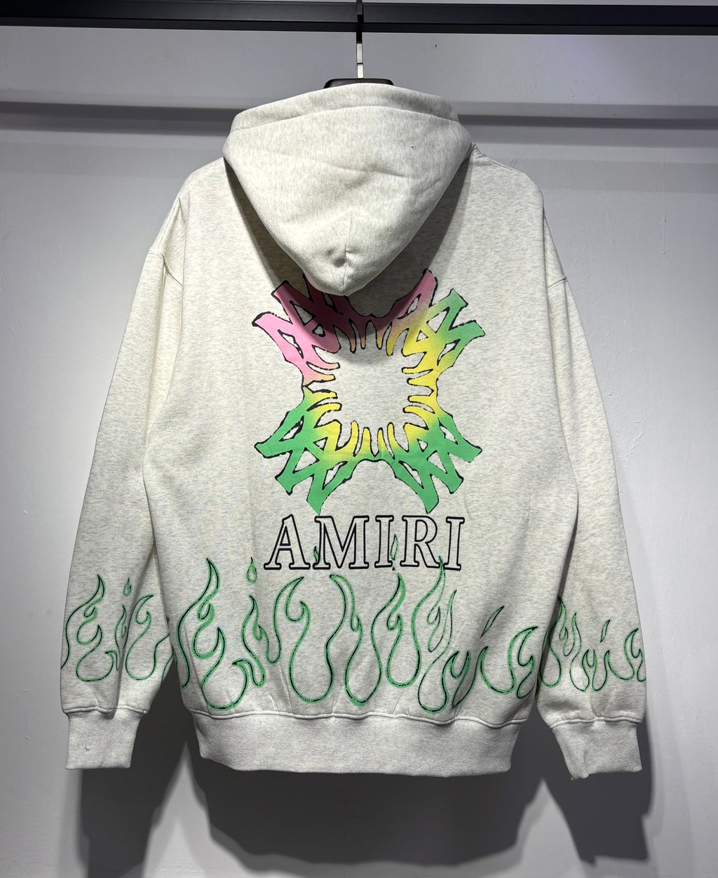 Amiri Flame Hoodie – Oatmeal / Green