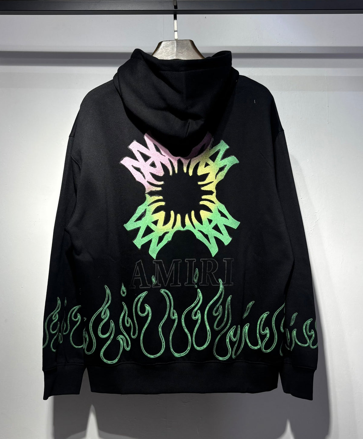Amiri Flame Hoodie – Oatmeal / Green
