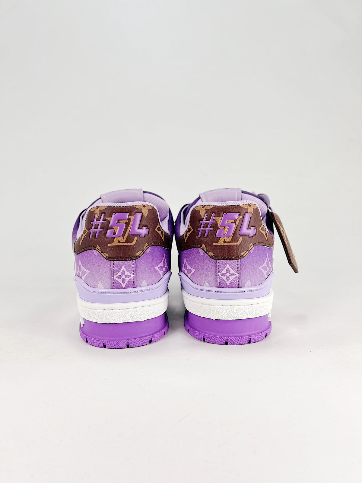 LV Trainer #54 Purple Monogram - Rear heel pair view