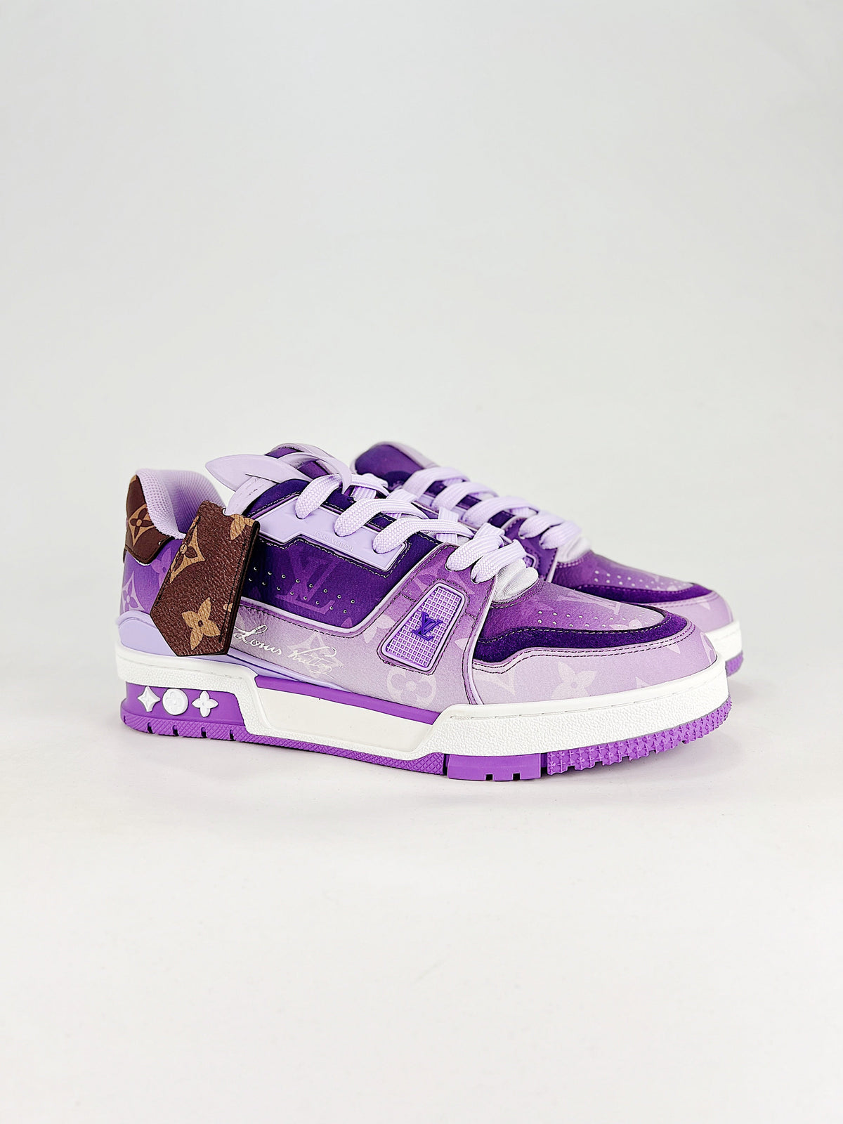 LV Trainer #54 Purple Monogram - Side view with box