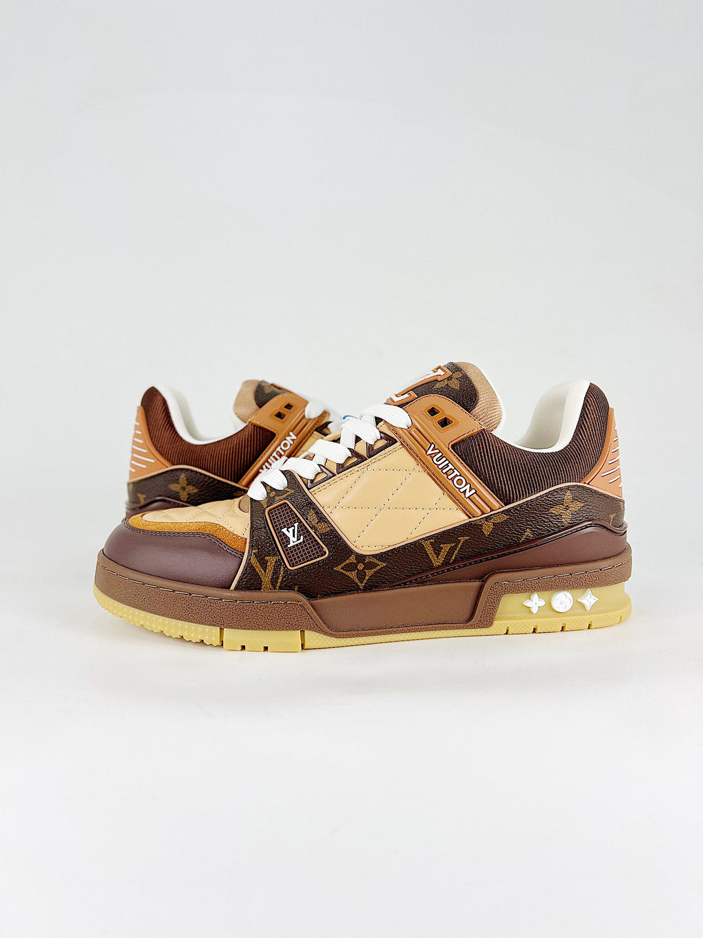 LV Trainer Sneaker Monogram Brown Tan - Side profile view