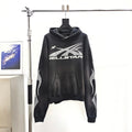Hellstar Chrome Star Hoodie in washed black with chrome silver graphic print